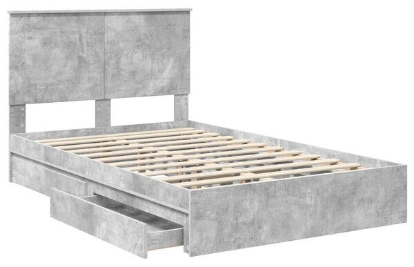 Krevet s od storage s uzglavljem Betonski sivi 135 x 190 cm - Siva / 135 x 190 cm