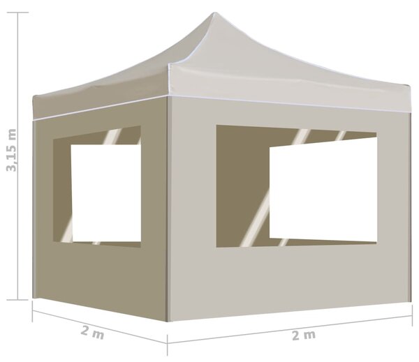 Sklopivi šator za zabave sa zidovima aluminijski 2 x 2 m krem - Krema / N/A