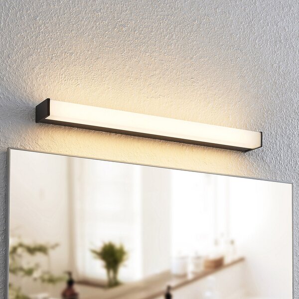 Lindby Ulisan LED kupaonska zidna svjetiljka, četvrtasta, 58,8 cm, Crno, kupaonica, Metal