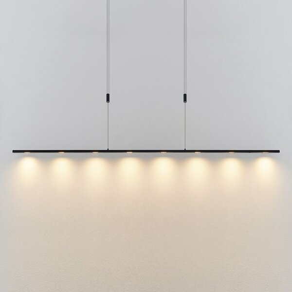 Lucande LED visilica Stakato, 180 cm, 8 žarulja, mogućnost prigušivanja, prigušiva, Crno, Dnevni boravak/blagovaonica, Aluminij