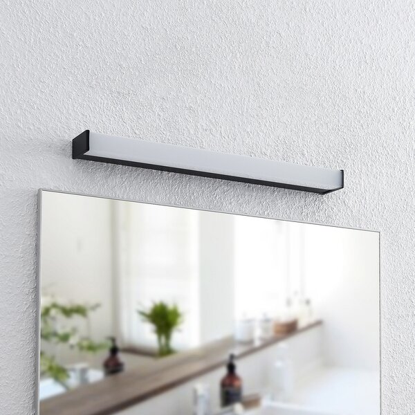 Lindby Ulisan LED kupaonska zidna svjetiljka, četvrtasta, 58,8 cm, Crno, kupaonica, Metal