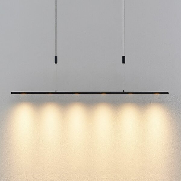 Lucande LED visilica Stakato, 120 cm, 6 žarulja, prigušivanje, prigušiva, Crno, Dnevni boravak/blagovaonica, Metal