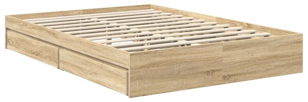 Krevet s od storage Sonoma hrast 135 x 190 cm Konstruirano drvo - Smeđa / 135 x 190 cm