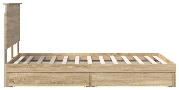 Krevet s od storage Sonoma hrast 135 x 190 cm Konstruirano drvo - Smeđa / 135 x 190 cm