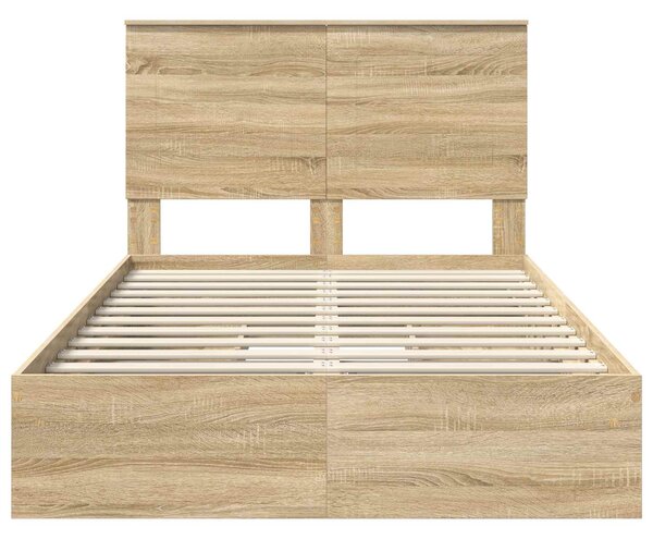 Krevet s od storage Sonoma hrast 135 x 190 cm Konstruirano drvo - Smeđa / 135 x 190 cm