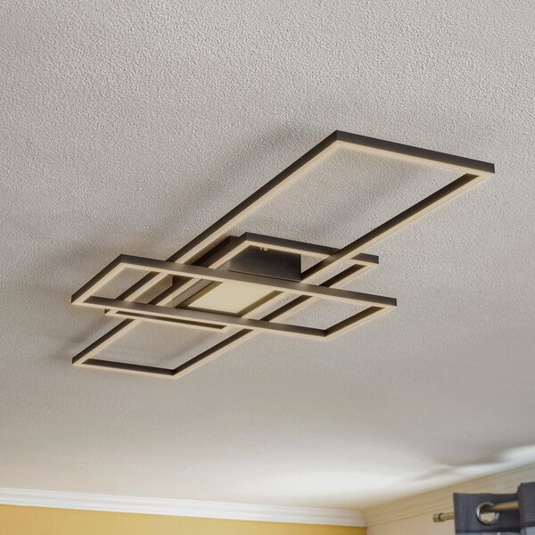 Lindby Ismera LED stropna svjetiljka 3 okvira, antracit, prigušiva, Crno, Dnevni boravak/blagovaonica, Metal