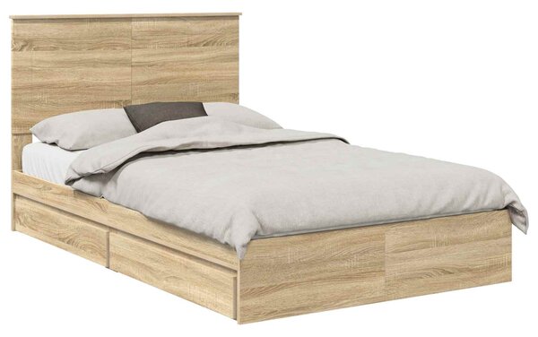 Krevet s od storage Sonoma hrast 135 x 190 cm Konstruirano drvo - Smeđa / 135 x 190 cm