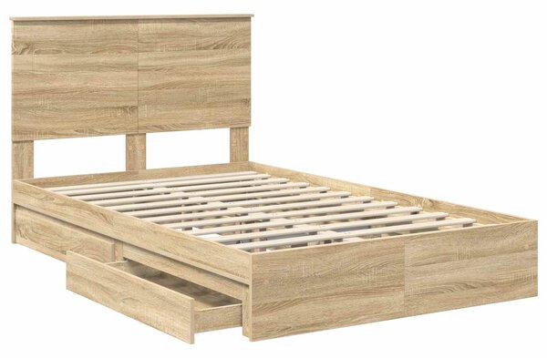 Krevet s od storage Sonoma hrast 135 x 190 cm Konstruirano drvo - Smeđa / 135 x 190 cm