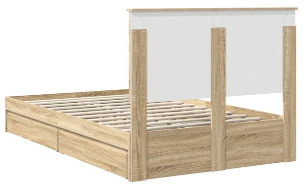 Krevet s od storage Sonoma hrast 135 x 190 cm Konstruirano drvo - Smeđa / 135 x 190 cm