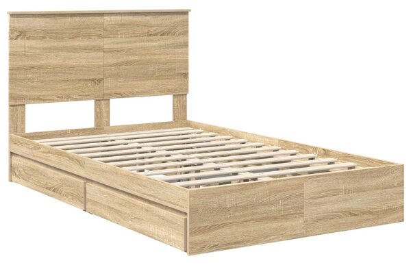 Krevet s od storage Sonoma hrast 135 x 190 cm Konstruirano drvo - Smeđa / 135 x 190 cm