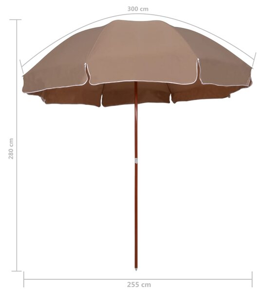 Vrtni suncobran s čeličnim stupom 300 cm smeđesivi - Tupe / N/A