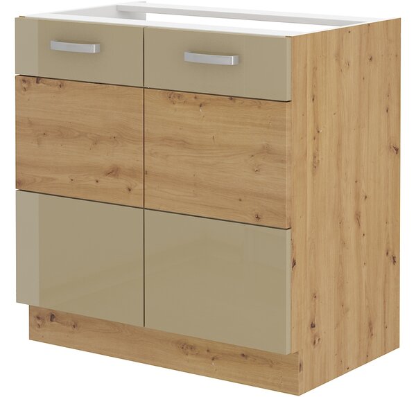 Zondo.hr Donji kuhinjski ormarić Arryn 80 ZL 2F BB (Hrast artisan + Sjaj cappucino). Akcija -6%. 1024753