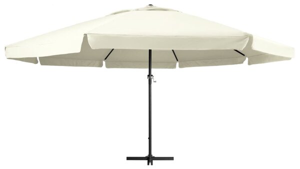 Vrtni suncobran s aluminijskim stupom 600 cm pješčano bijeli - Bijela / 600 cm