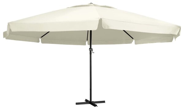 Vrtni suncobran s aluminijskim stupom 600 cm pješčano bijeli - Bijela / 600 cm