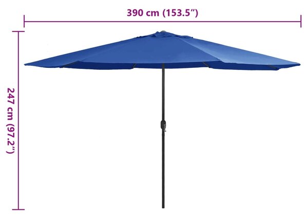 Vrtni suncobran s metalnim stupom 390 cm azurnoplavi - Plava / N/A