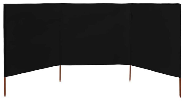 Vjetrobran s 3 panela od tkanine 400 x 120 cm crni - Crna / 400 x 120 cm