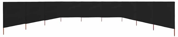 Vjetrobran s 9 panela od tkanine 1200 x 80 cm crni - Crna / 1200 x 80 cm