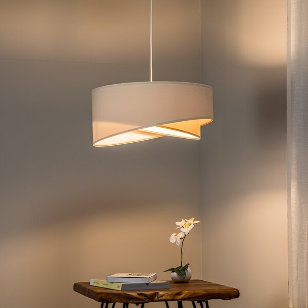 Maco Design Viseća lampa Vivien, dvobojna, bež/bijela, prigušiva, Bež, Dnevni boravak/blagovaonica, Tkanina / tekstil
