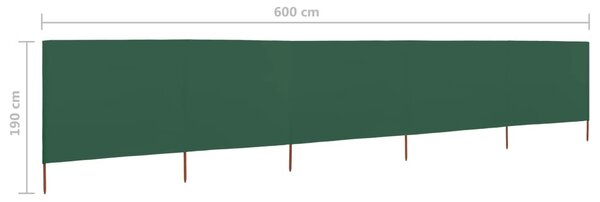 Vjetrobran s 5 panela od tkanine 600 x 160 cm zeleni - Zelena / 600 x 160 cm