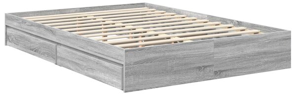 Krevet s od storage Siva Sonoma 140 x 200 cm Konstruirano drvo - Siva / 140 x 200 cm