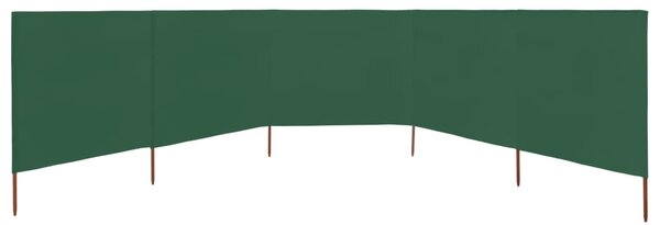 Vjetrobran s 5 panela od tkanine 600 x 160 cm zeleni - Zelena / 600 x 160 cm