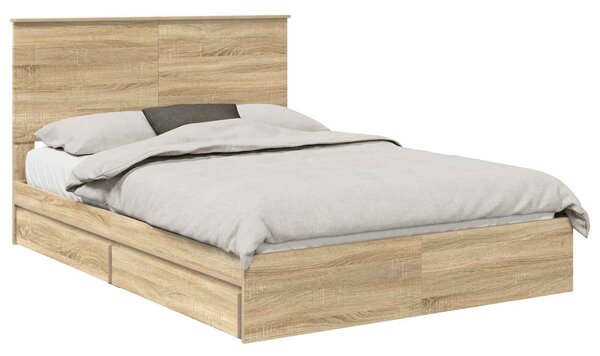 Krevet s od storage Sonoma hrast 140 x 200 cm Konstruirano drvo - Smeđa / 140 x 200 cm