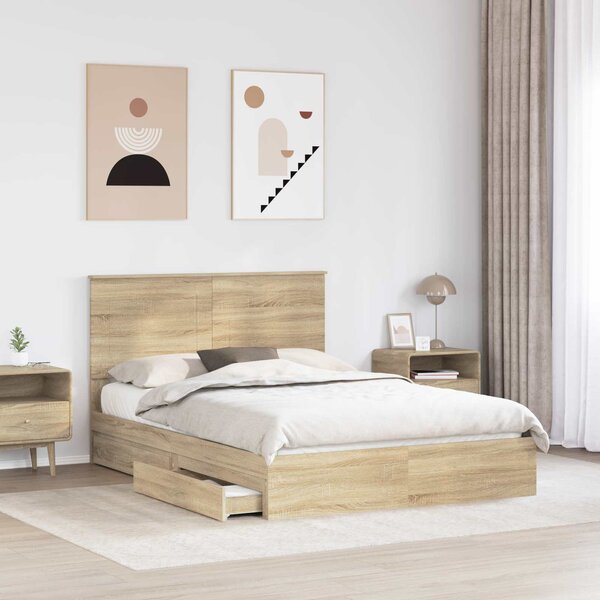 Krevet s od storage Sonoma hrast 140 x 200 cm Konstruirano drvo - Smeđa / 140 x 200 cm