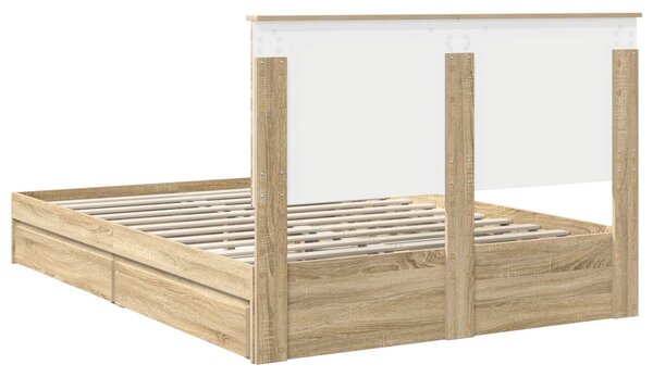 Krevet s od storage Sonoma hrast 140 x 200 cm Konstruirano drvo - Smeđa / 140 x 200 cm