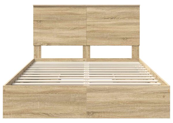 Krevet s od storage Sonoma hrast 140 x 200 cm Konstruirano drvo - Smeđa / 140 x 200 cm