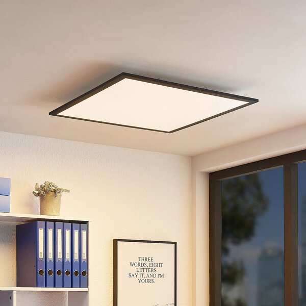 Lindby LED panel Nelios, 62 x cm, 4.000K, crna, metal, Crno, Kuhinja, Plastika