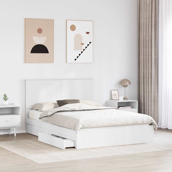 Krevet s od storage Bijelo 140 x 190 cm Konstruirano drvo - Bijela / 140 x 190 cm
