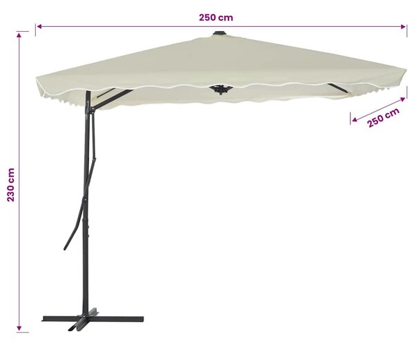 Vanjski suncobran s čeličnim stupom 250 x 250 cm boja pijeska - Bež / N/A