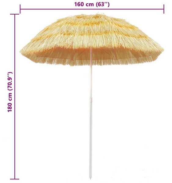 Suncobran za plažu u havajskom stilu 180 cm prirodni - Smeđa / 180 cm