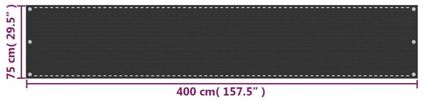 Balkonska Zaštita HDPE 75x400 cm Antracit Boja - Antracitno siva / 75 x 400 cm