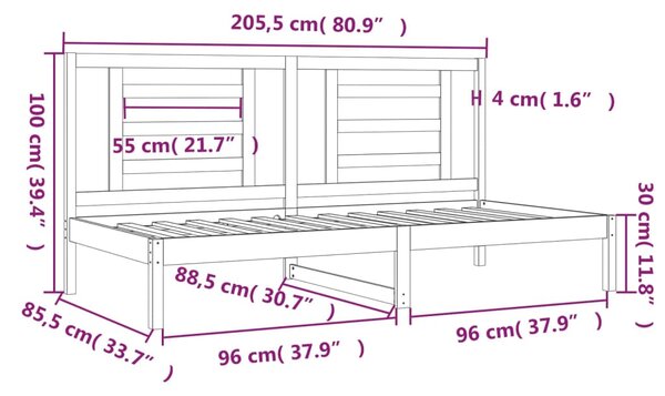 Dnevni krevet bez madraca 80 x 200 cm od masivne borovine - Smeđa / 80 x 200 cm