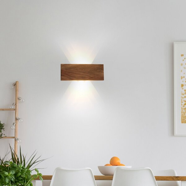Paul Neuhaus Palma LED zidna svjetiljka drvo 32 cm, Drvo, Dnevni boravak/blagovaonica, Drvo, Zidna utičnica iznad/dolje