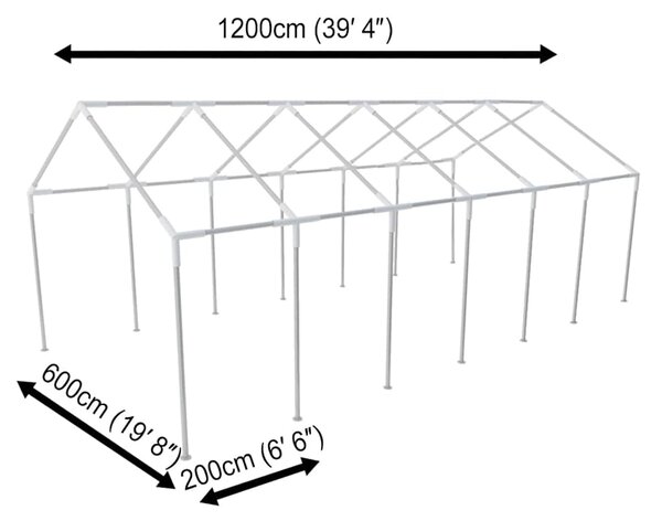 Bijeli šator za zabave 12 x 6 m - Bijela
