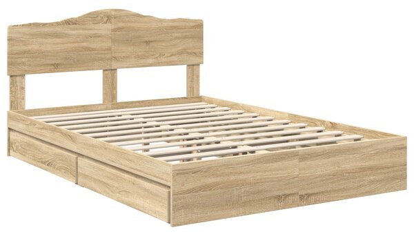 Krevet s od storage Sonoma hrast 150 x 200 cm Konstruirano drvo - Smeđa / 150 x 200 cm