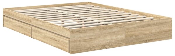 Krevet s od storage Sonoma hrast 150 x 200 cm Konstruirano drvo - Smeđa / 150 x 200 cm