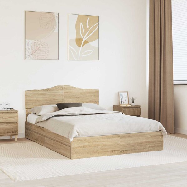 Krevet s od storage Sonoma hrast 150 x 200 cm Konstruirano drvo - Smeđa / 150 x 200 cm