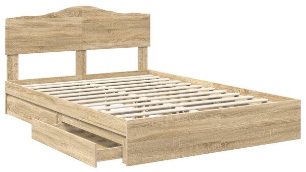 Krevet s od storage Sonoma hrast 150 x 200 cm Konstruirano drvo - Smeđa / 150 x 200 cm