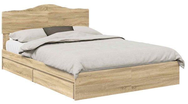 Krevet s od storage Sonoma hrast 150 x 200 cm Konstruirano drvo - Smeđa / 150 x 200 cm