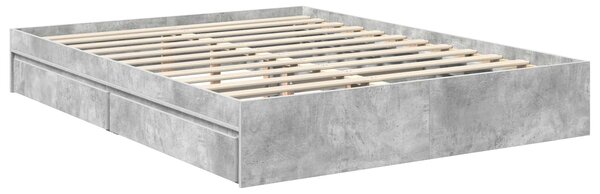 Krevet s od storage s uzglavljem Betonski sivi 150 x 200 cm - Siva / 150 x 200 cm