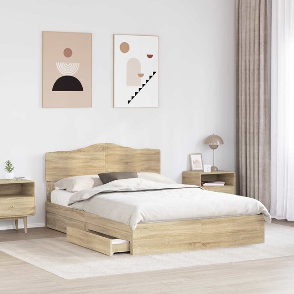Krevet s od storage Sonoma hrast 150 x 200 cm Konstruirano drvo - Smeđa / 150 x 200 cm