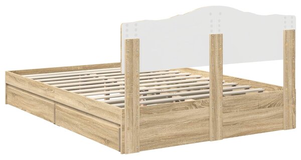 Krevet s od storage Sonoma hrast 150 x 200 cm Konstruirano drvo - Smeđa / 150 x 200 cm