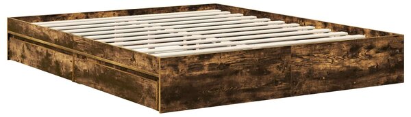 Krevet s od storage s uzglavljem Dimljeni hrast 160 x 200 cm - Smeđa / 160 x 200 cm