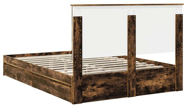 Krevet s od storage s uzglavljem Dimljeni hrast 160 x 200 cm - Smeđa / 160 x 200 cm