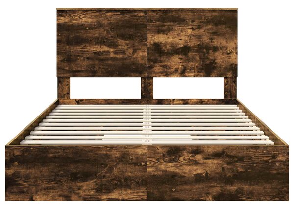 Krevet s od storage s uzglavljem Dimljeni hrast 160 x 200 cm - Smeđa / 160 x 200 cm