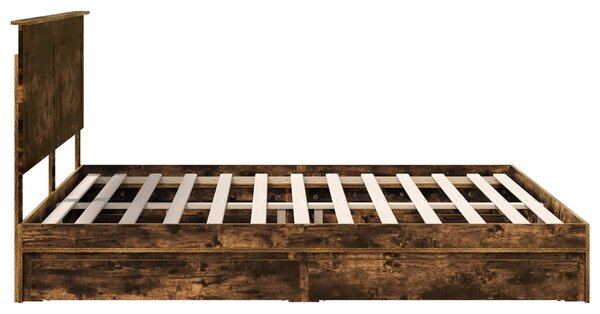 Krevet s od storage s uzglavljem Dimljeni hrast 180 x 200 cm - Smeđa / 180 x 200 cm