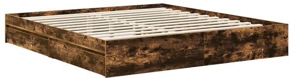 Krevet s od storage s uzglavljem Dimljeni hrast 180 x 200 cm - Smeđa / 180 x 200 cm